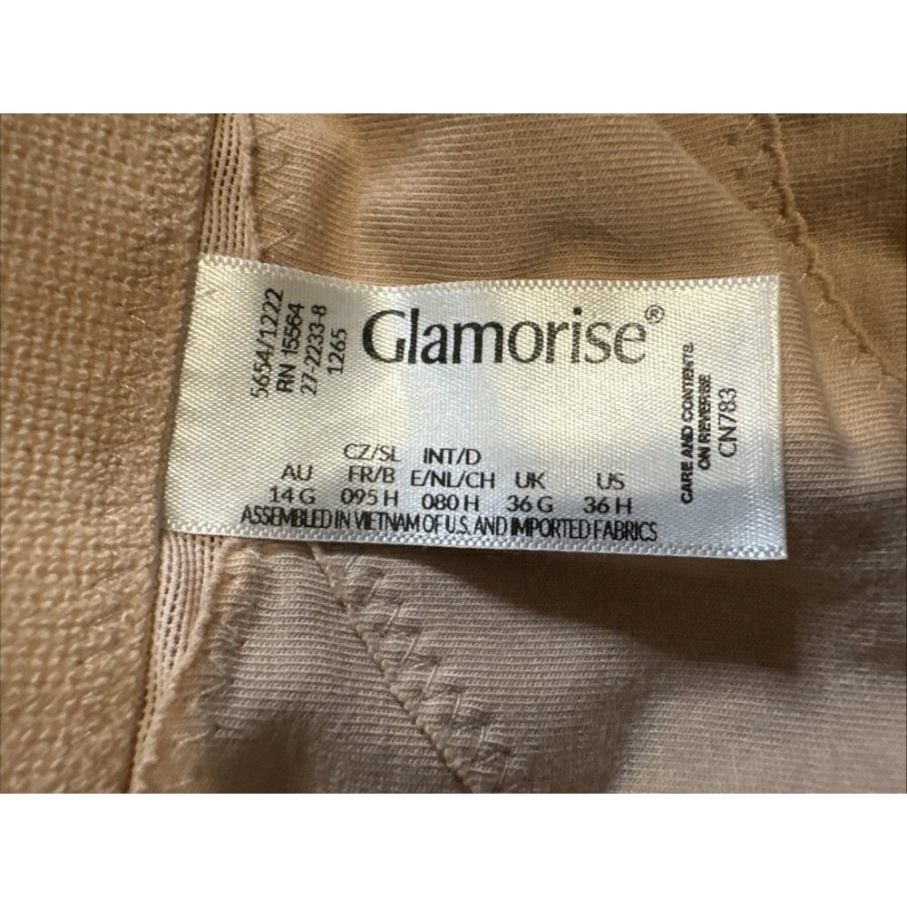 Glamorise 36H USA (36G UK) MagicLift Front Closure Posture Back Bra 1265 Cafe - Picture 14 of 14